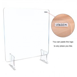 Leadzm Acrylic Removable Sneeze Guard, Clear Freestanding Protective Shield, Barrier Against Virus Spread Board, Desk Divider (23.6" x 23.6" x0.24")
