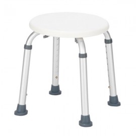 Aluminum Alloy Lift Bath Chair 8-Speed / PE Stool / Rubber Foot Mat White