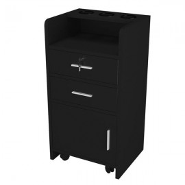 Salon Wood Rolling Drawer Cabinet Trolley Spa 3-layer Cabinet Equipment with A Lock Black