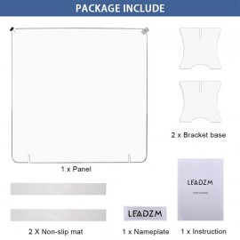 Leadzm  Acrylic Removable Sneeze Guard, Clear Freestanding Protective Shield, Barrier Against Virus Spread Board, Desk Divider (36" x 23.6" x0.24")