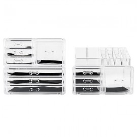 [US-W]Acrylic Cosmetics Storage Rack with 11 Drawers Transparent